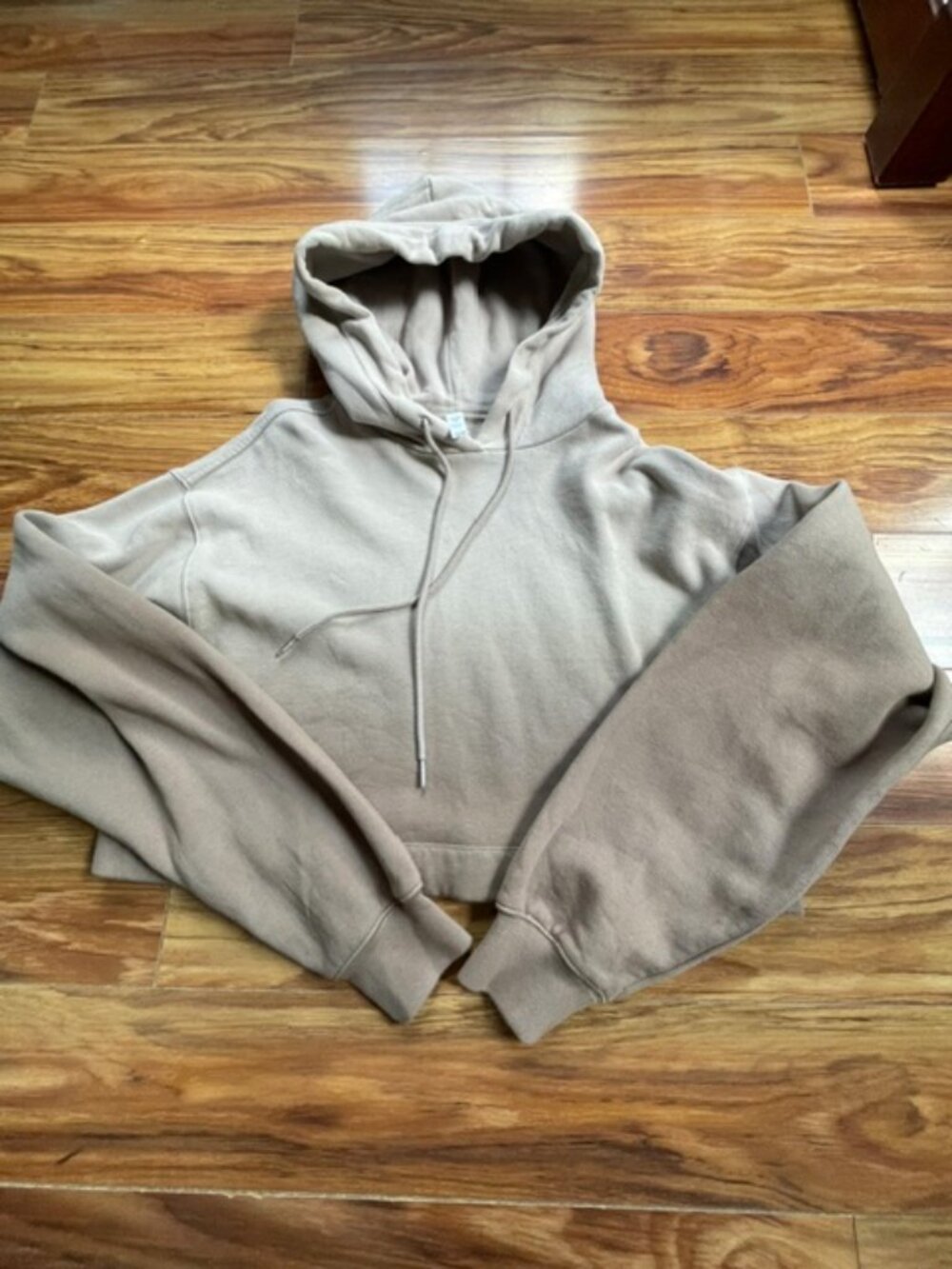 Alo Yoga Women's Two Tone Cropped Hoddie, Beige Brown, XS Size